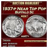 1937-p Buffalo Nickel Near Top Pop 5c ms67+ SEGS