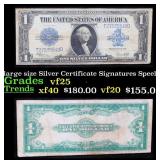 1923 $1 large size Silver Certificate Grades vf+ S