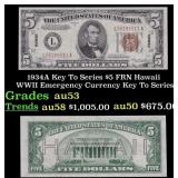 1934A $5 FRN Hawaii WWII Emergency Currency Key To