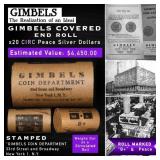 20 Coin GIMBLES Roll Circ Peace Dollar B+