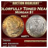 1887-p Morgan Dollar Colorfully Toned Near Top Pop