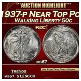 1937-p Walking Liberty Half Dollar Near Top Pop 50