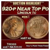 1920-p Lincoln Cent Near Top Pop! 1c ms67 rd SEGS