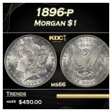 1896-p Morgan Dollar $1 Grades ms66