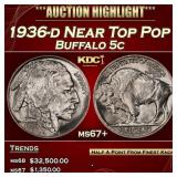 1936-d Buffalo Nickel Near Top Pop 5c ms67+ SEGS