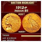 1912-p Gold Indian Half Eagle $5 ms64+ SEGS