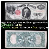 1917 $1 Large Size Legal Tender Note Grades xf Sig