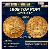 1909 Indian Cent TOP POP! 1c ms67+ rd SEGS