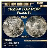 1923-p Peace Dollar TOP POP! $1 ms67+ SEGS