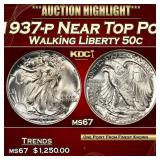 1937-p Walking Liberty Half Dollar Near Top Pop 50