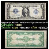 1923 $1 large size Silver Certificate Grades vf++