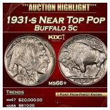 1931-s Buffalo Nickel Near Top Pop 5c ms66+ SEGS