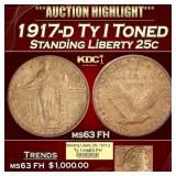 1917-d Ty I Standing Liberty Quarter Toned 25c ms6