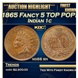 1865 Fancy 5 Indian Cent TOP POP! 1c ms66 bn SEGS