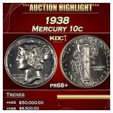 1938 Proof Mercury Dime 10c pr68+ SEGS