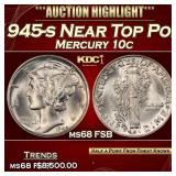 1945-s Mercury Dime Near Top Pop! 10c ms68 FSB SEG