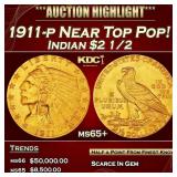 1911-p Gold Indian Quarter Eagle Near Top Pop! $2