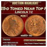 1925-d Lincoln Cent Toned Near Top Pop 1c ms65+ rd