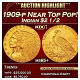 1909-p Gold Indian Quarter Eagle Near Top Pop! $2