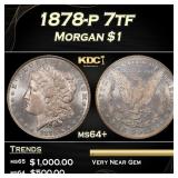 1878-p 7tf Morgan Dollar $1 Grades ms64+