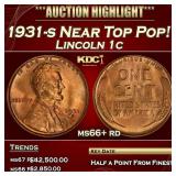 1931-s Lincoln Cent Near Top Pop! 1c ms66+ rd SEGS
