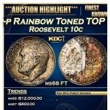1949-p Roosevelt Dime Rainbow Toned TOP POP! 10c m
