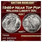 1946-p Walking Liberty Half Dollar Near Top Pop 50