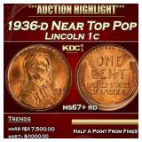 1936-d Lincoln Cent Near Top Pop 1c ms67+ rd SEGS