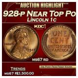1928-p Lincoln Cent Near Top Pop! 1c ms67 rd SEGS