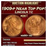 1909-p Lincoln Cent Near Top Pop! 1c ms66+ rd SEGS