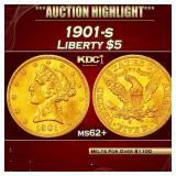 1901-s Gold Liberty Half Eagle $5 ms62+ USCG