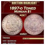 1897-o Morgan Dollar Toned $1 ms62+ USCG