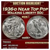 1936-d Walking Liberty Half Dollar Near Top Pop 50