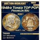 1948-d Franklin Half Dollar Toned TOP POP! 50c ms6