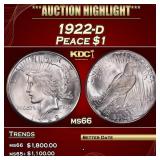 1922-d Peace Dollar $1 ms66 SEGS
