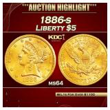 1886-s Gold Liberty Half Eagle $5 ms64 SEGS