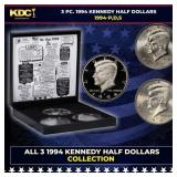 Complete 3 PC. 1994 Kennedy Half Dollar 50c set In