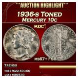 1936-s Mercury Dime Toned 10c ms67+ FSB SEGS
