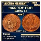 1909 Indian Cent TOP POP! 1c ms67+ rd SEGS