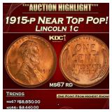 1915-p Lincoln Cent Near Top Pop! 1c ms67 rd SEGS