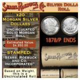 SEARS 20 Coin Morgan Silver Dollar $1 Roll Unc 187