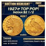1927-p Gold Indian Quarter Eagle TOP POP! $2 1/2 m