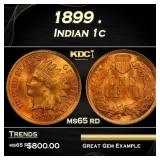 1899 Indian Cent . 1c Grades ms65 rd