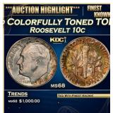 1949-d Roosevelt Dime Colorfully Toned TOP POP! 10