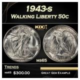 1943-s Walking Liberty Half Dollar 50c Grades ms65