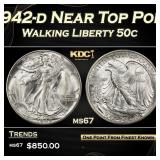 1942-d Walking Liberty Half Dollar Near Top Pop 50