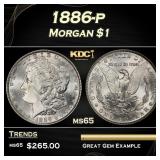 1886-p Morgan Dollar $1 Grades ms65
