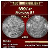 1891-p Morgan Dollar $1 Grades ms65 SEGS