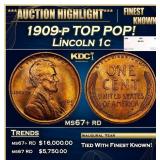 1909-p Lincoln Cent TOP POP! 1c ms67+ rd SEGS