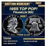 1955 Proof Franklin Half Dollar TOP POP! 50c pr69